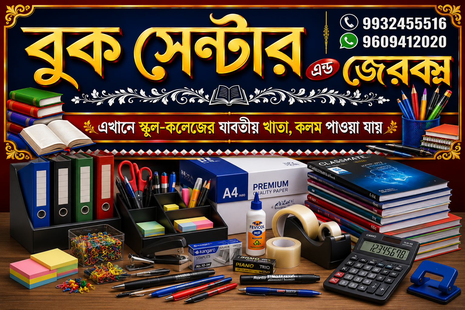 Notebooks, files, pens and office supplies